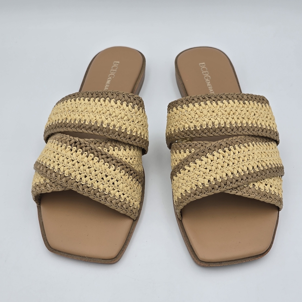 NWOT BCBGeneration Lileen Slide Sandals, Tan/Natural, 8.5M - Picture 5 of 12